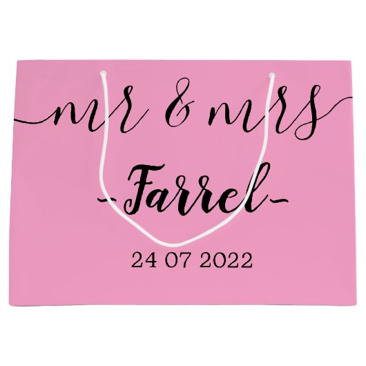 Gepersonaliseerde Mr & Mrs Wedding Day Large Gift  Groot Cadeauzakje (Voorkant)