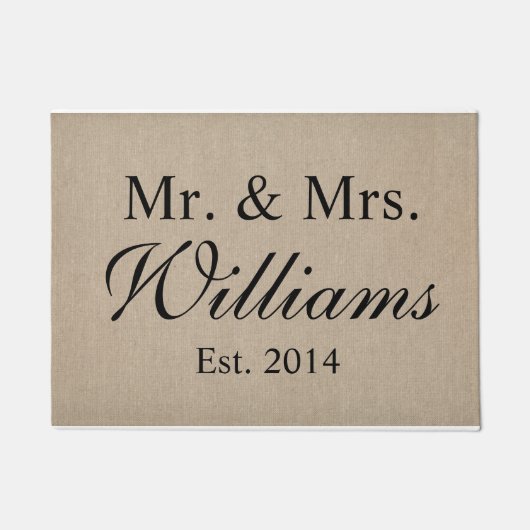 Gepersonaliseerde Mr. & Mrs Wedding Deurmat (Voorkant)