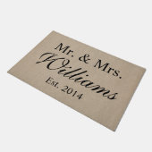 Gepersonaliseerde Mr. & Mrs Wedding Deurmat (Schuin)