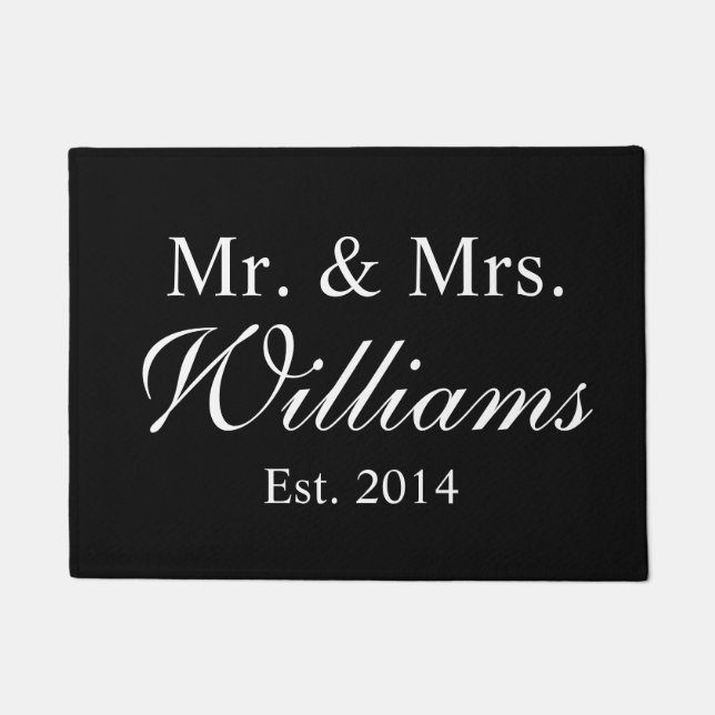 Gepersonaliseerde Mr. & Mrs Wedding Deurmat (Voorkant)