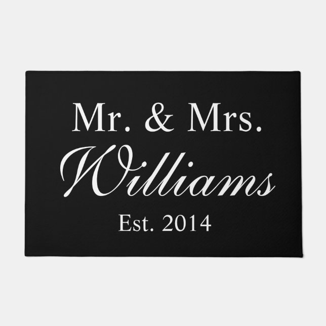 Gepersonaliseerde Mr. & Mrs Wedding Deurmat (Voorkant)