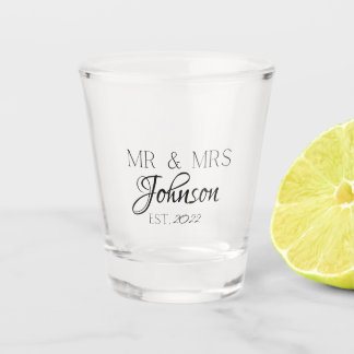 Gepersonaliseerde Mr. & Mrs Wedding Shot Glass Glas