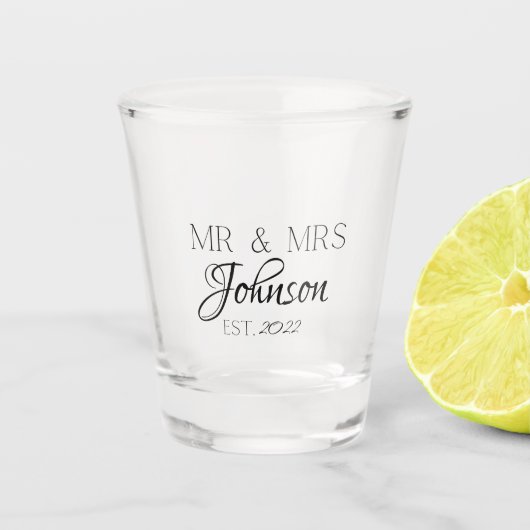Gepersonaliseerde Mr. & Mrs Wedding Shot Glass Glas (Voorkant)