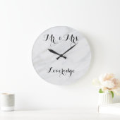 Gepersonaliseerde Mr. & Mrs White Gray Marble Grote Klok (Huis)