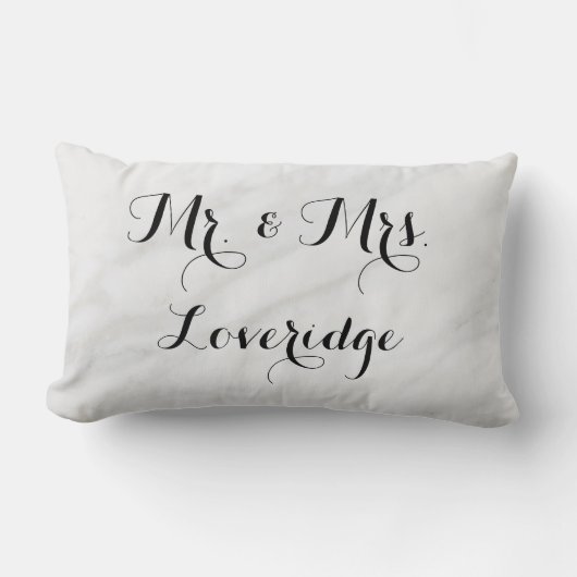 Gepersonaliseerde Mr. & Mrs White Gray Marble Kussen (Voorkant)