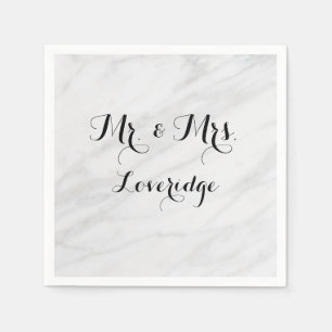 Gepersonaliseerde Mr. & Mrs White Gray Marble Servet