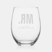 Gepersonaliseerde MR Naam Bruiloft Pas getrouwd Wijnglas Zonder Voet (Achterkant)