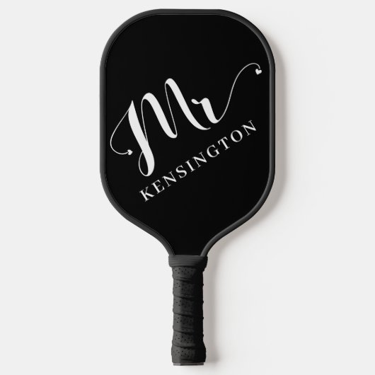 Gepersonaliseerde Mr Pas getrouwd Typografie Pickleball Paddle (Voorkant)