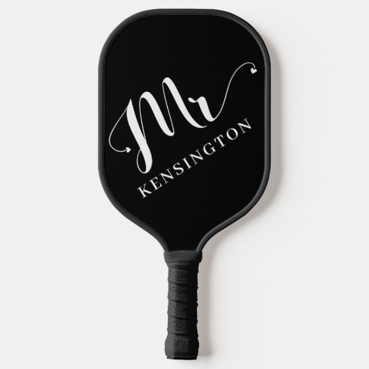 Gepersonaliseerde Mr Pas getrouwd Typografie Pickleball Paddle (Achterkant)