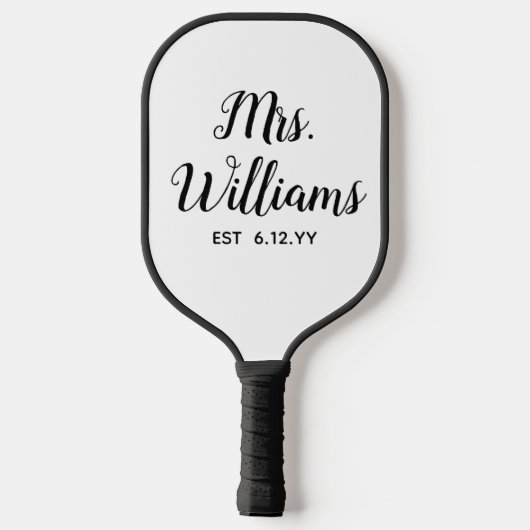 Gepersonaliseerde Mrs Est Uw Datum Vrijgezellenfee Pickleball Paddle (Achterkant)