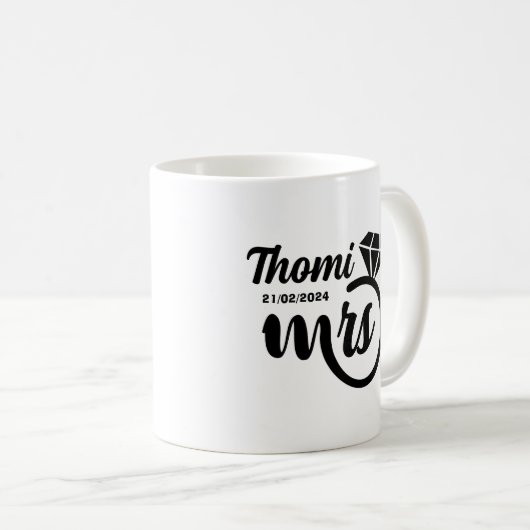 gepersonaliseerde Mrs. gift elegant script Koffiemok (Voorkant rechts)