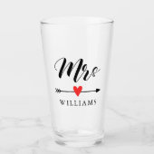 Gepersonaliseerde Mrs. met Heart en Arrow Glas (Voorkant)