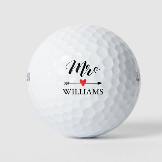 Gepersonaliseerde Mrs. met Heart en Arrow Golfballen (Voorkant)
