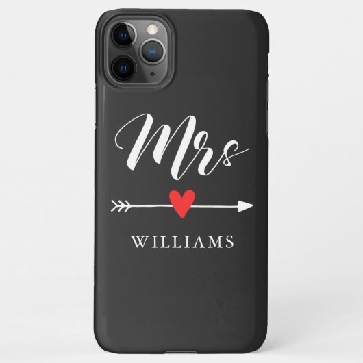 Gepersonaliseerde Mrs. met Heart en Arrow iPhone Hoesje (Achterkant)