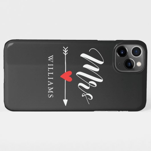 Gepersonaliseerde Mrs. met Heart en Arrow iPhone Hoesje (Achterkant horizontaal)