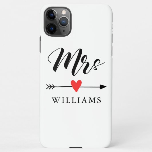 Gepersonaliseerde Mrs. met Heart en Arrow iPhone Hoesje (Achterkant)