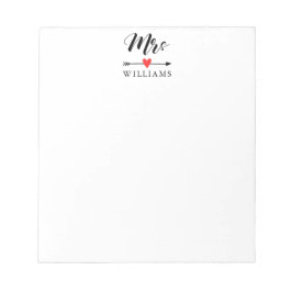 Gepersonaliseerde Mrs. met Heart en Arrow Notitieblok