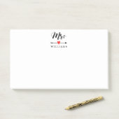 Gepersonaliseerde Mrs. met Heart en Arrow Post-it® Notes (Op bureau)