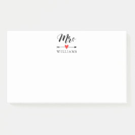 Gepersonaliseerde Mrs. met Heart en Arrow Post-it® Notes
