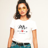 Gepersonaliseerde Mrs. met Heart en Arrow T-shirt