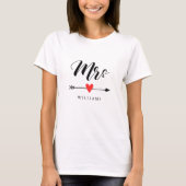 Gepersonaliseerde Mrs. met Heart en Arrow T-shirt (Voorkant)