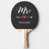 Gepersonaliseerde Mrs. met Heart en Arrow Tafeltennisbatje (Voorkant)
