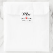 Gepersonaliseerde Mrs. met Heart en Arrow Vierkante Sticker (Tas)