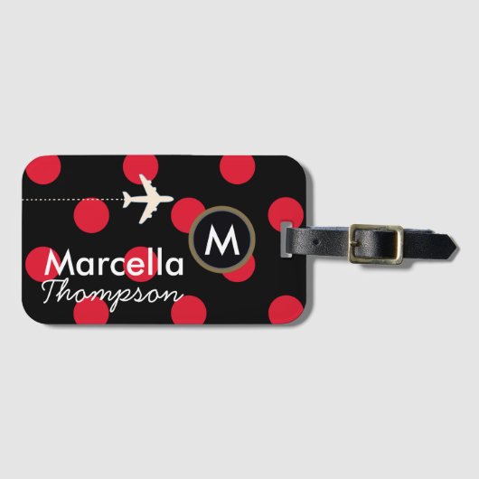 Gepersonaliseerde MRS Travel / Polkadots Bagagelabel (Voorkant (horizontaal))