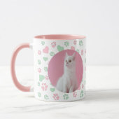 Gepersonaliseerde Mug Cat Paw Prints en Hartpatroo Mok (Links)