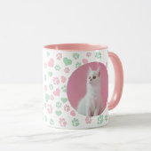 Gepersonaliseerde Mug Cat Paw Prints en Hartpatroo Mok (Voorkant rechts)