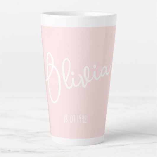 Gepersonaliseerde Mug Naam Blush Pink Latte Mok (Voorkant)