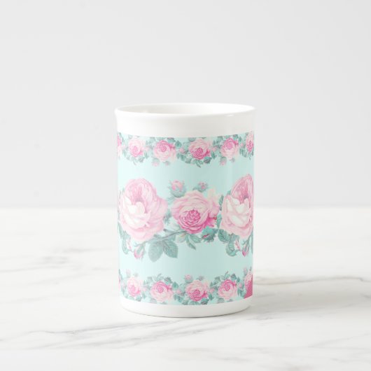 Gepersonaliseerde mug shabby chic floral gift voor porselein kop (Voorkant)