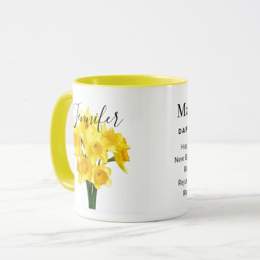 Gepersonaliseerde mug van de maand van de geboorte mok (Voorkant links)