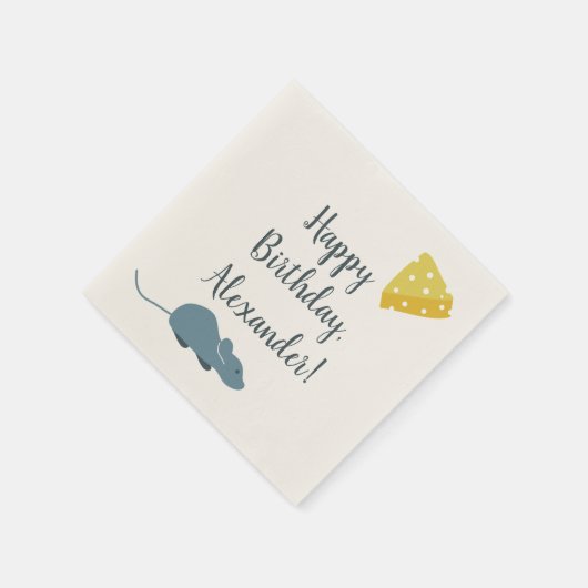 Gepersonaliseerde muis en kaas geïllustreerd servet (Hoek)