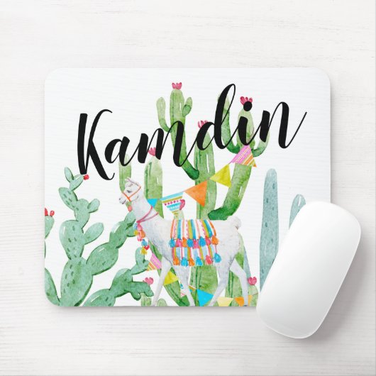 Gepersonaliseerde Muismat Boho Llama Bohemian Cact (Met muis)