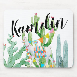 Gepersonaliseerde Muismat Boho Llama Bohemian Cact