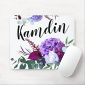 Gepersonaliseerde Muismat Lavendel Hibiscus op wit (Met muis)