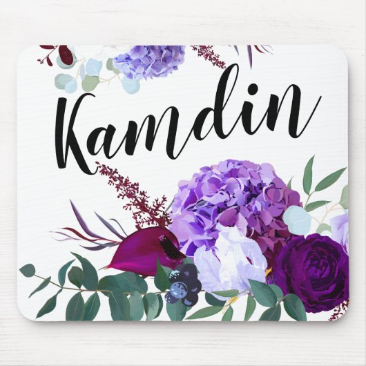 Gepersonaliseerde Muismat Lavendel Hibiscus op wit (Voorkant)
