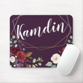 Gepersonaliseerde Muismat Plum Paarse Rozen Gold G (Met muis)