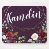 Gepersonaliseerde Muismat Plum Paarse Rozen Gold G (Voorkant)