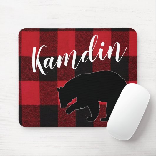 Gepersonaliseerde Muismat Red Buffalo Plaid Beer Z (Met muis)