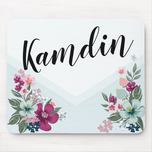 Gepersonaliseerde Muismat Tropische Bloem op Blue (Voorkant)
