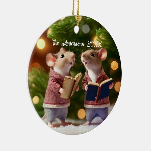 Gepersonaliseerde muizen zingen een lied keramisch ornament (Rechts)