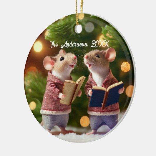 Gepersonaliseerde muizen zingen een lied keramisch ornament (Links)