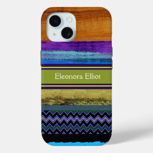 Gepersonaliseerde multi-color strepen iPhone 15 case