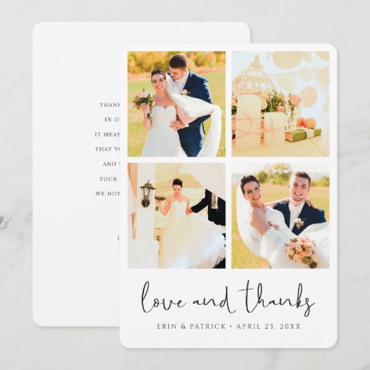 Gepersonaliseerde Multi Foto Collage Bruiloft Bedankkaart (Voorkant / Achterkant)