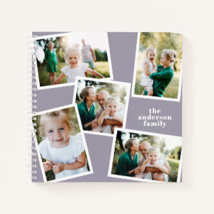 Gepersonaliseerde multi foto paarse elegant modern notitieboek