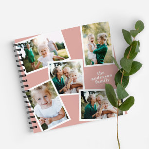 Gepersonaliseerde multi foto roze blush elegant mo notitieboek