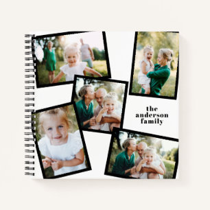 Gepersonaliseerde multi foto zwart elegant modern notitieboek