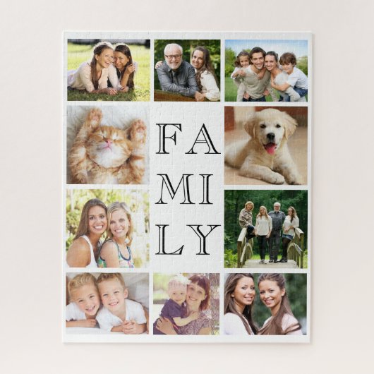 Gepersonaliseerde multi-fotocollage van de familie legpuzzel (Verticaal)